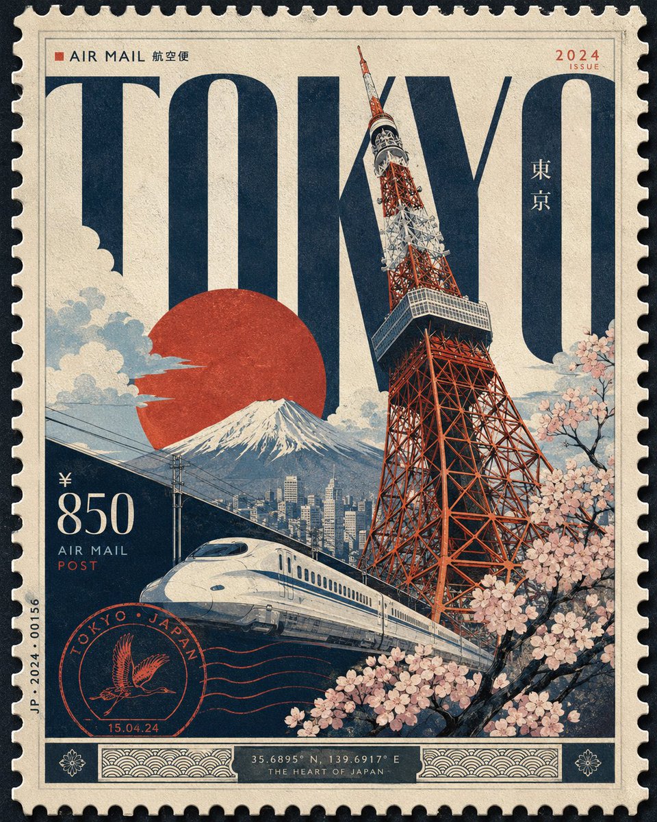 Collectible postal stamp travel poster